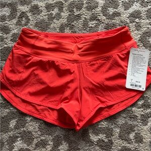 Lululemon Size 6 Speed Up Short Low Rise 2.5” Running Shorts Orange NEW WITH TAG